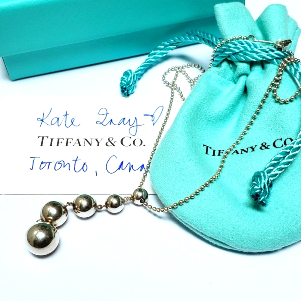 RARE Tiffany 5 Bead Dangling Necklace